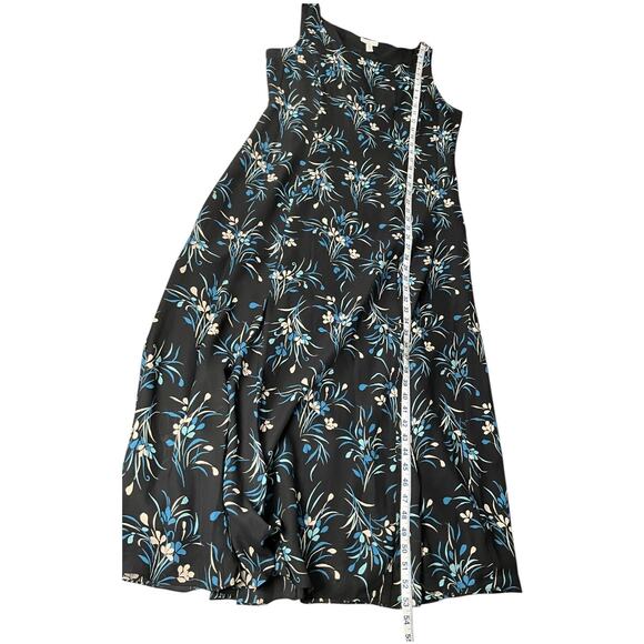 Charter Club Silk Maxi Dress Black Blue Floral Sleeveless Side Zip Size14 Luxury - Picture 6 of 10